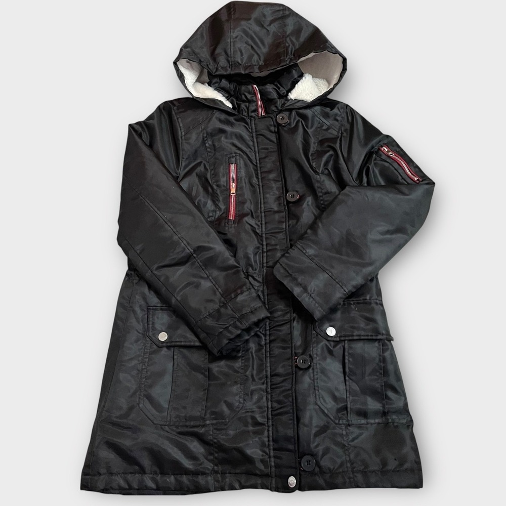 Urban Republic Black Faux Fur Lined Hooded Winter Warm Coat Jacket Women's Small